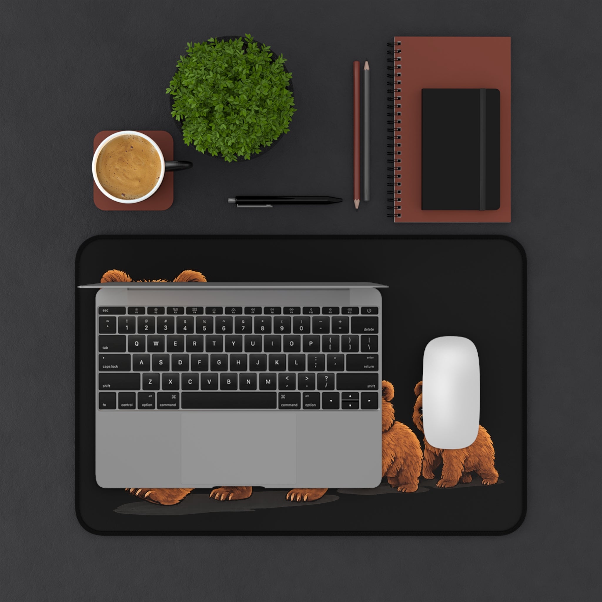 Bear Family Desk Mat — Cute Mama Bear with Cubs Mouse Pad