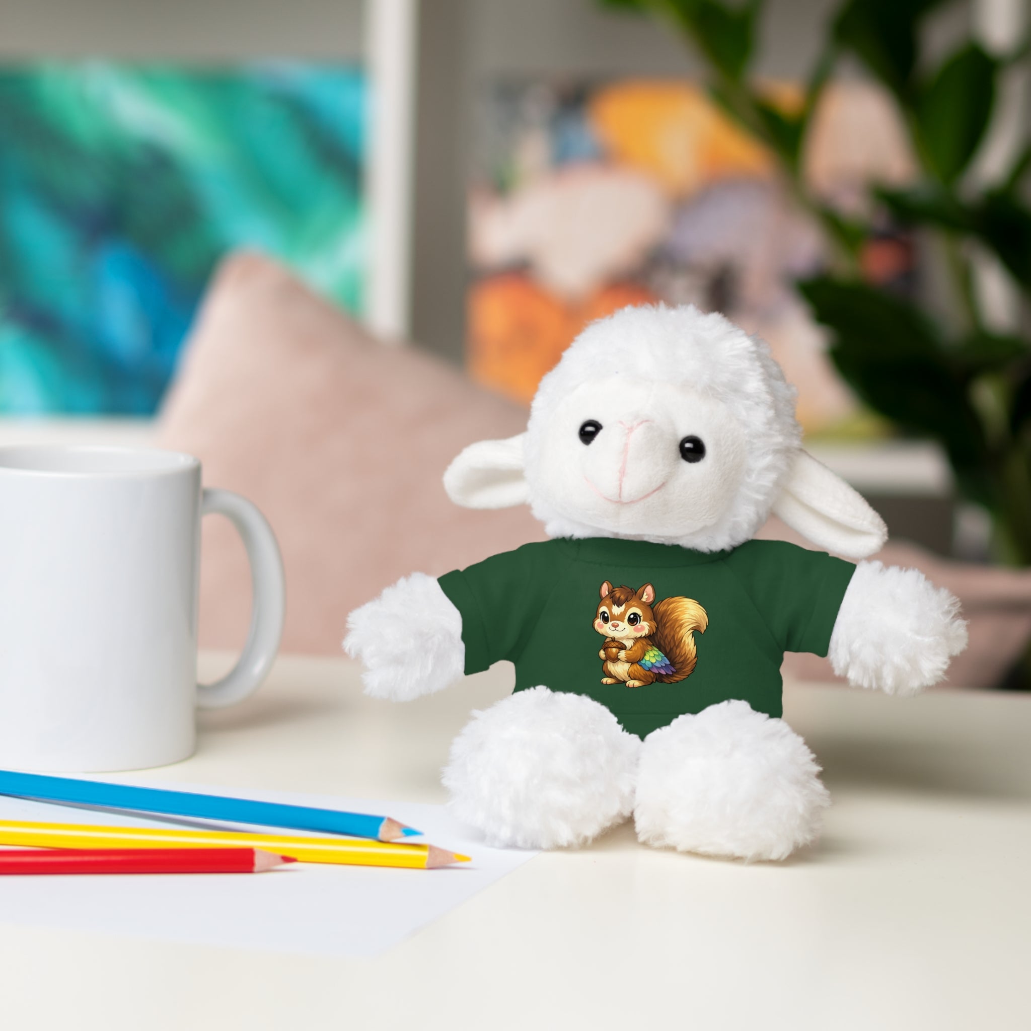 Cute Squirrel Plush Teddy with Graphic Tee — Adorable Stuffed Animal Gift