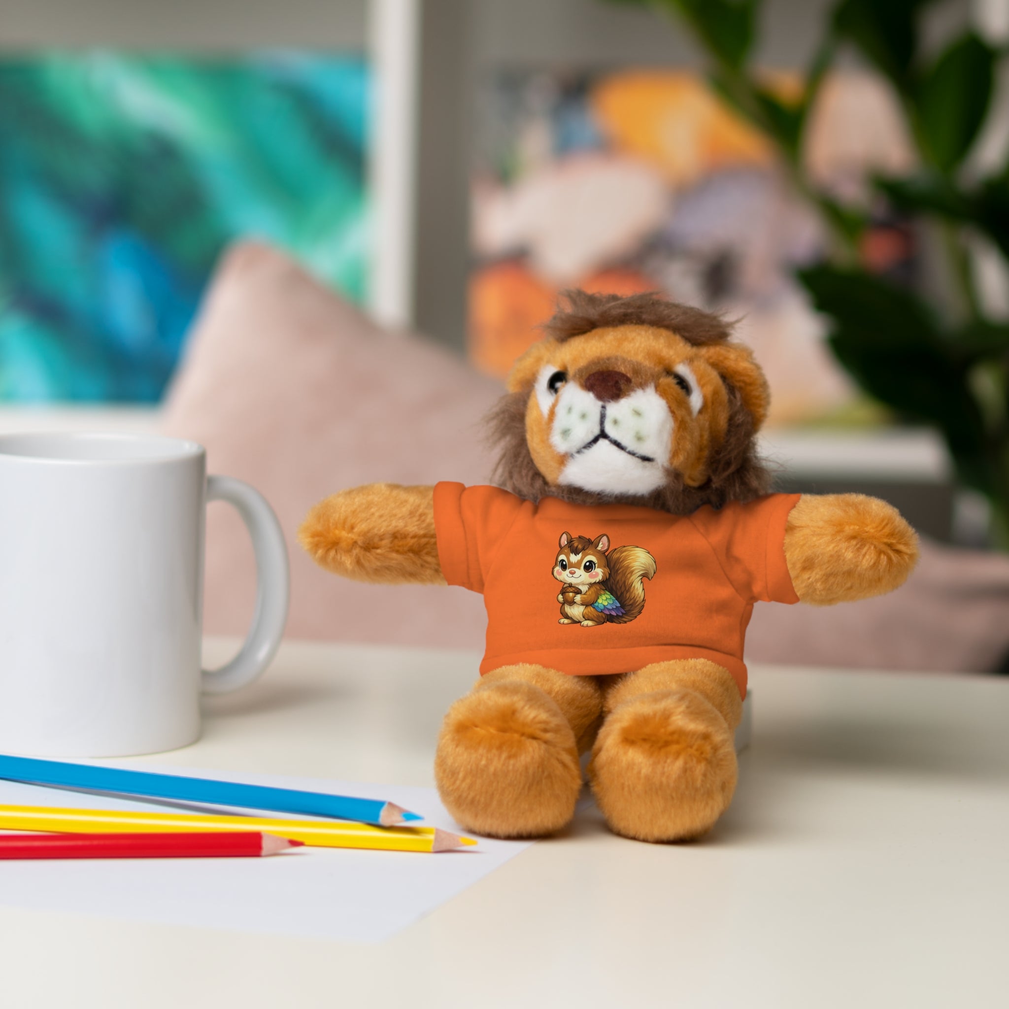 Cute Squirrel Plush Teddy with Graphic Tee — Adorable Stuffed Animal Gift