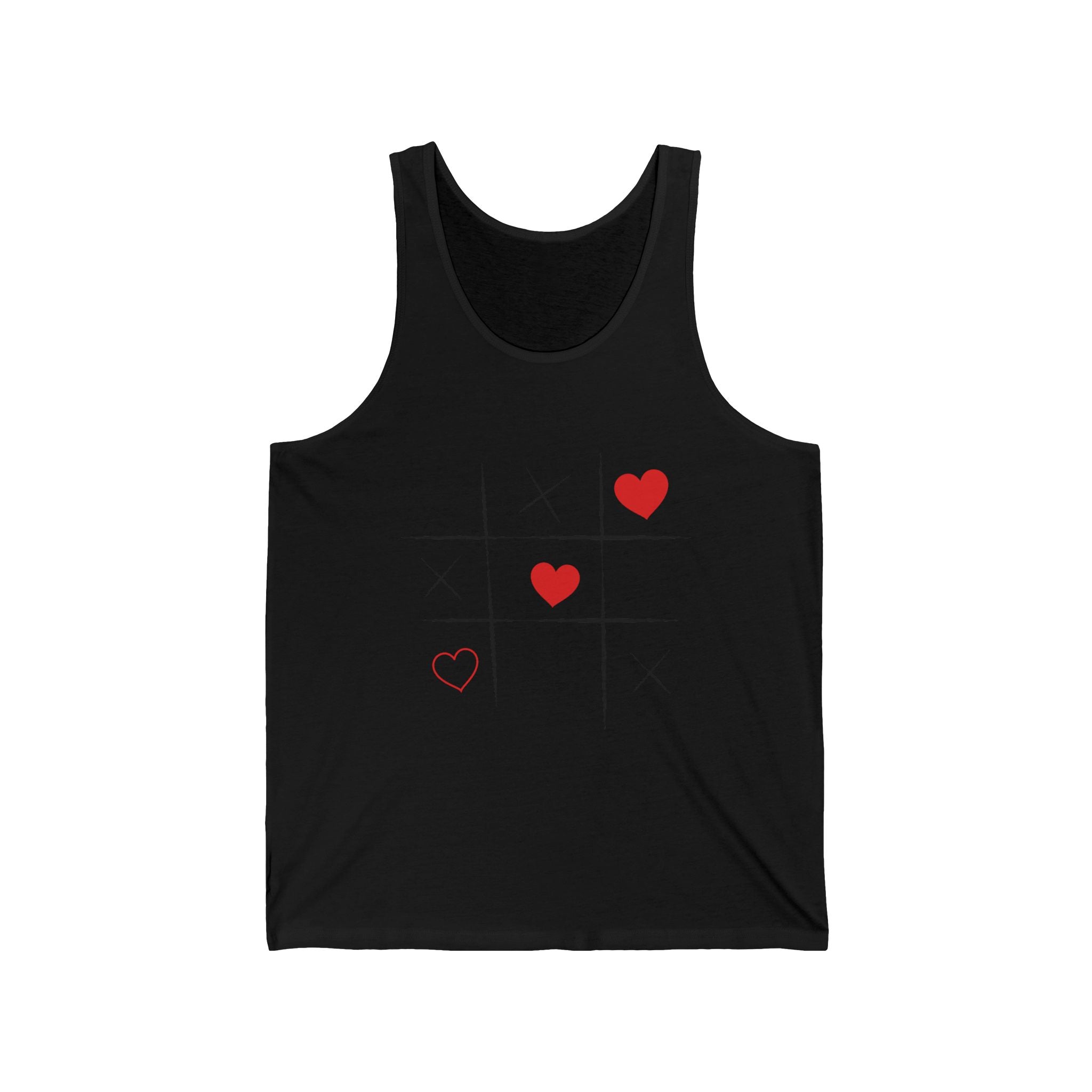 Heart Tic-Tac-Toe Tank Top — Cute Valentine’s Day Love Graphic Tank