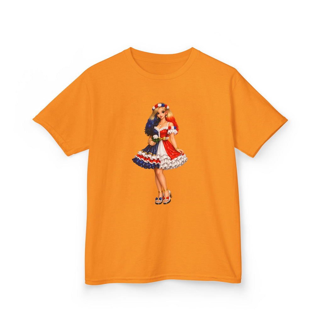 Kids Tee — Retro Patriotic Pin-Up Girl Dress (Fourth of July)