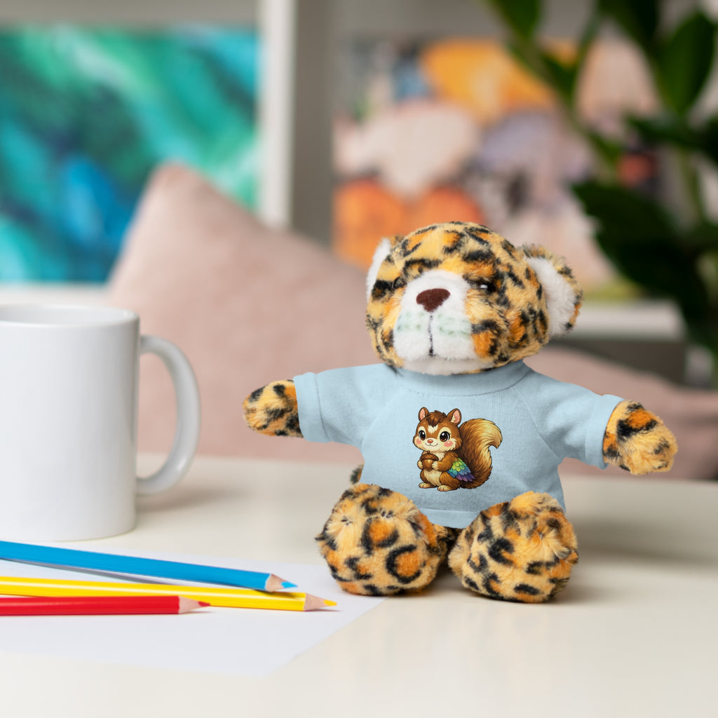 Cute Squirrel Plush Teddy with Graphic Tee — Adorable Stuffed Animal Gift