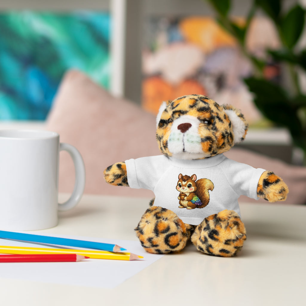 Cute Squirrel Plush Teddy with Graphic Tee — Adorable Stuffed Animal Gift