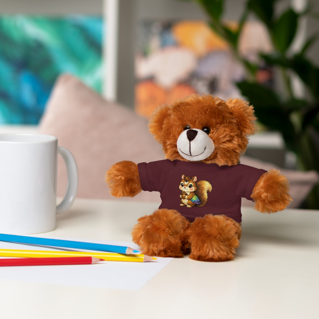 Cute Squirrel Plush Teddy with Graphic Tee — Adorable Stuffed Animal Gift
