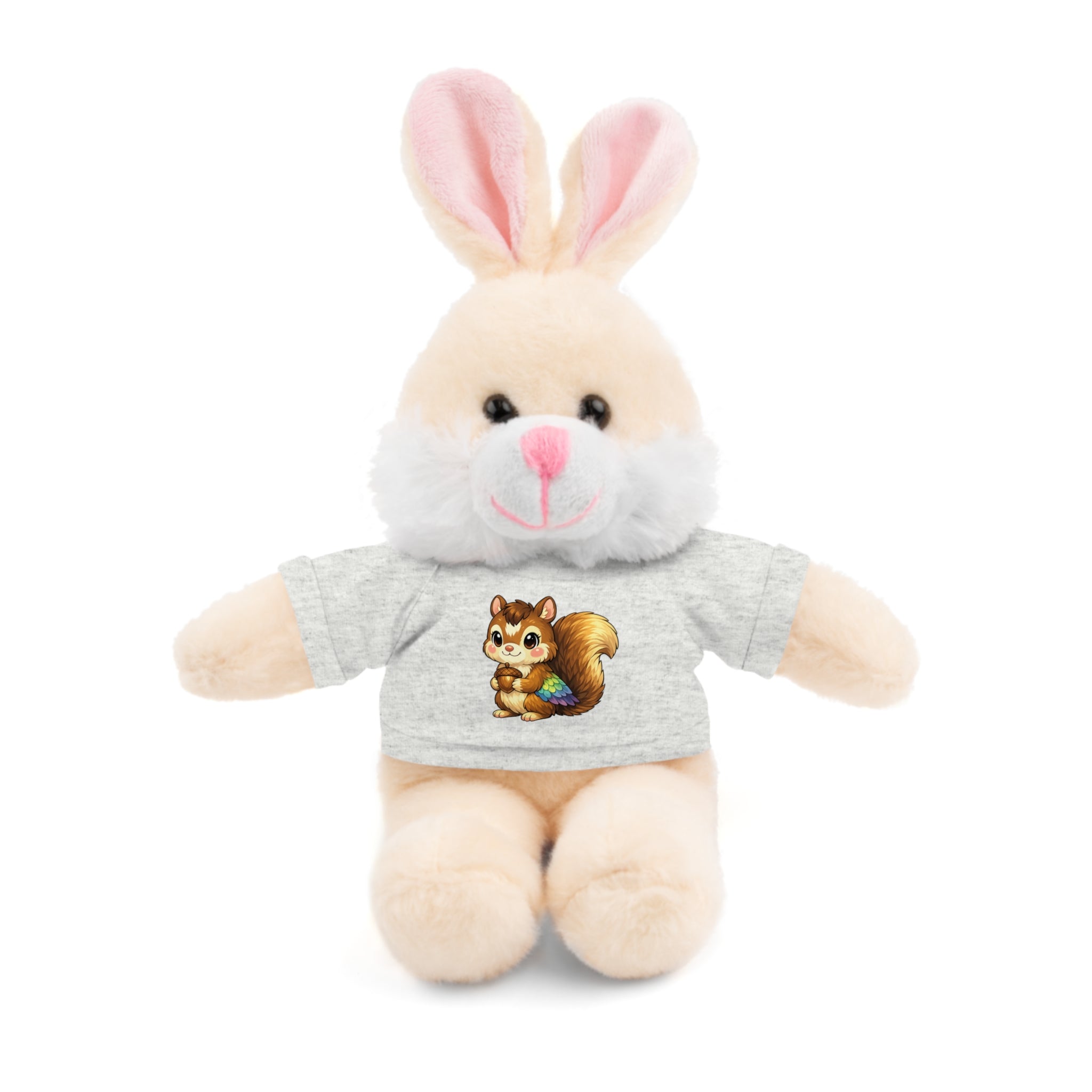 Cute Squirrel Plush Teddy with Graphic Tee — Adorable Stuffed Animal Gift