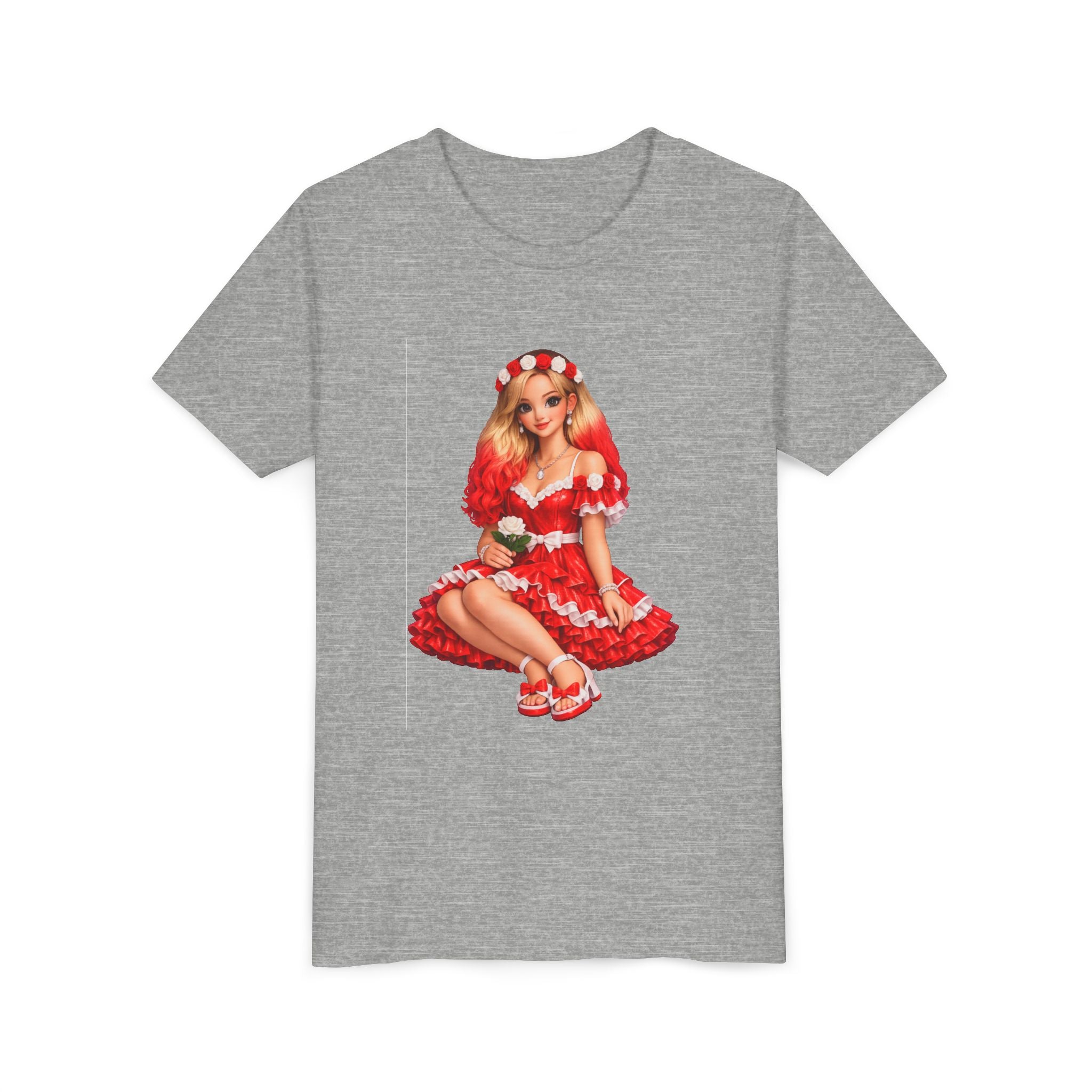 Youth Tee — Red Retro Pinup Girl Christmas Dress