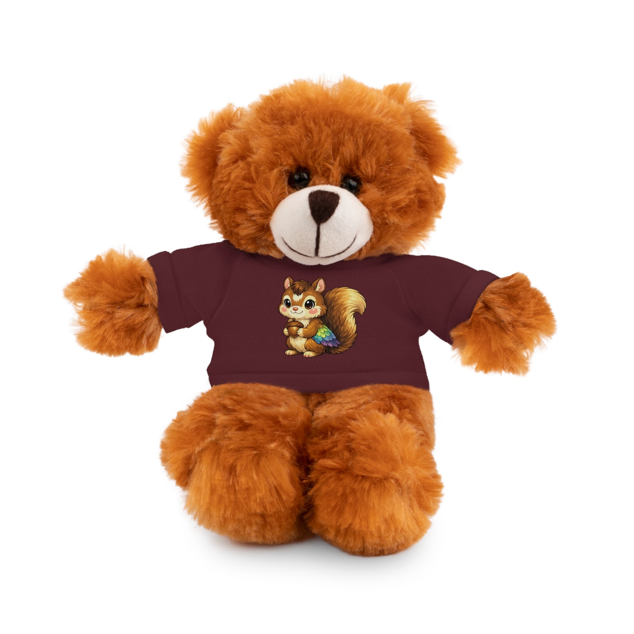 Cute Squirrel Plush Teddy with Graphic Tee — Adorable Stuffed Animal Gift